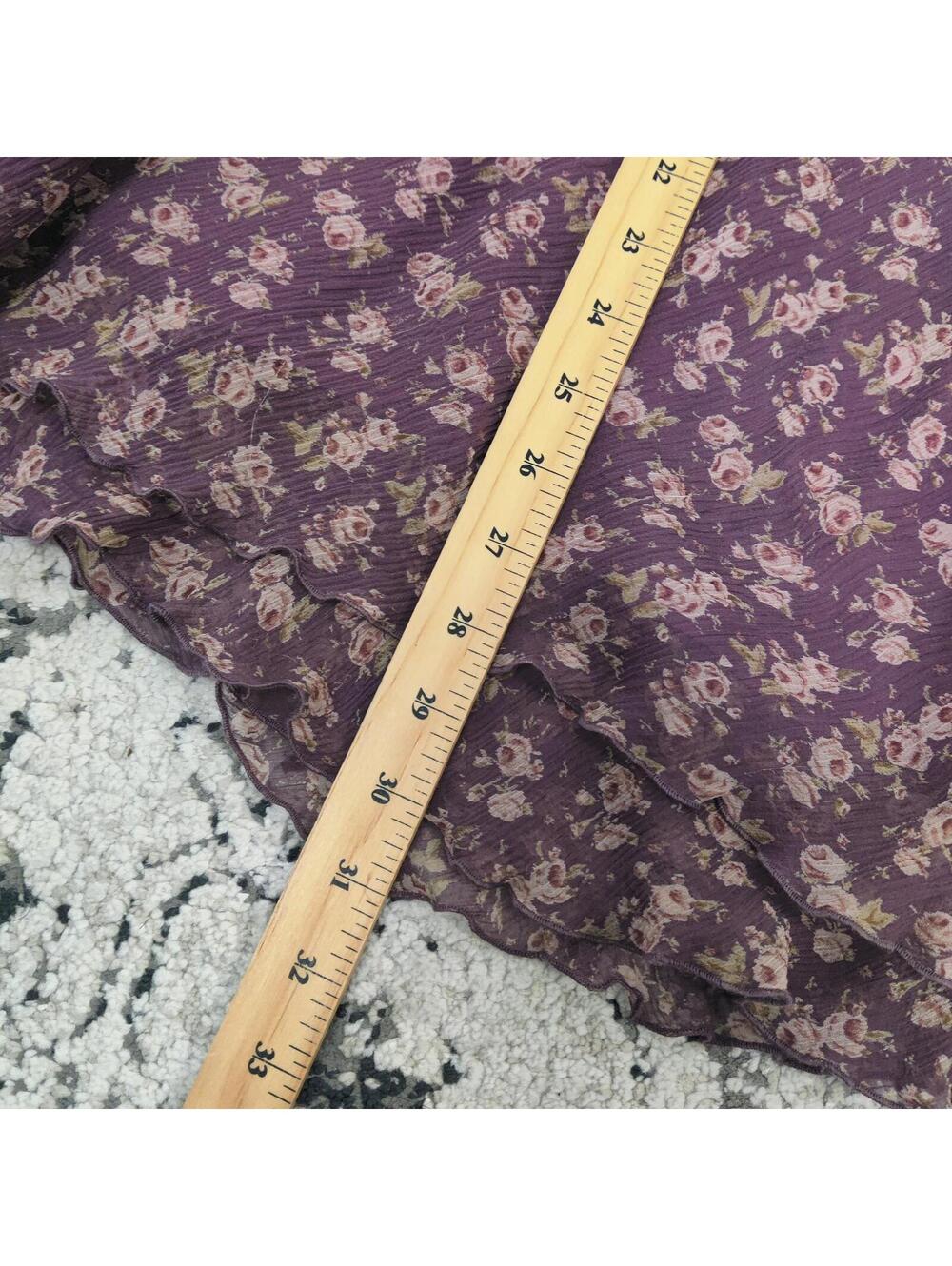 Ken Women’s Purple Floral Silk Midi Skirt Size Large - Picture 7 of 10